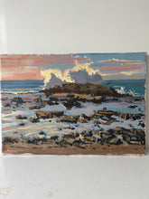 Load image into Gallery viewer, Oil painting on panel of a beach near Rabat in Morocco, beach art painting Morocco Temara
