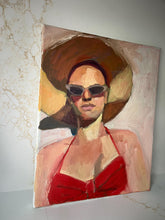 Load image into Gallery viewer, Summer portrait painting woman sunbathing oil painting on canvas art sunshine

