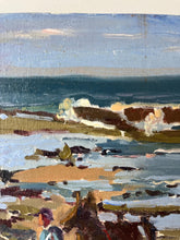 Load image into Gallery viewer, Oil painting Moroccan beach, Rabat painting on panel, cavalier walking
