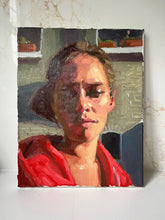 Load image into Gallery viewer, Fine art oil painting on canvas small portrait woman in the sun
