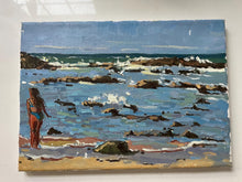 Load image into Gallery viewer, Oil painting on canvas Morocco beach, Rabat woman bathing in the sea

