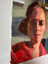 Load image into Gallery viewer, Fine art oil painting on canvas small portrait woman in the sun
