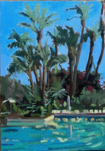 Load image into Gallery viewer, Mamounia Hotel Pool Oil Painting: Marrakech Moroccan Art on Canvas
