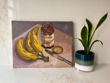 Load image into Gallery viewer, Bananas and Nocciolata: Original Still Life Oil Painting on Canvas (11x14)
