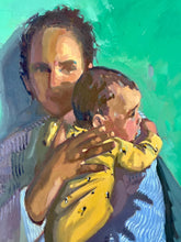 Load image into Gallery viewer, Portrait of a mother with baby infant child in her arms. Oil panting on canvas
