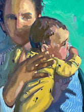 Load image into Gallery viewer, Portrait of a mother with baby infant child in her arms. Oil panting on canvas
