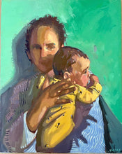 Load image into Gallery viewer, Portrait of a mother with baby infant child in her arms. Oil panting on canvas
