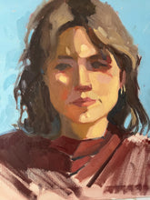 Load image into Gallery viewer, Female portrait allaprima oil painting on canvas woman face
