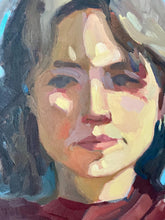 Load image into Gallery viewer, Female portrait allaprima oil painting on canvas woman face
