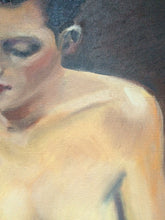 Load image into Gallery viewer, Original Oil Painting, Sitting Redhead Nude Woman Figure Study, 18x14"
