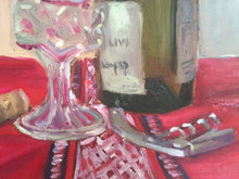 Load image into Gallery viewer, Still Life Painting Wine Bottle, Original Painting, Allaprima figurative art, wall art, home decor, wedding gift, gift for mothers
