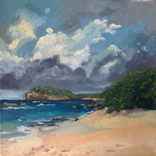 Load image into Gallery viewer, Seascape Oil Painting on Canvas Beach landscape tropical island ocean plein air art, ocean beach in Guadeloupe Caribbean landscape
