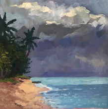 Load image into Gallery viewer, Original Seascape Oil Painting on Canvas, Caribbean Tropical Beach painting Guadeloupe Island art. Ocean tropical painting on canvas
