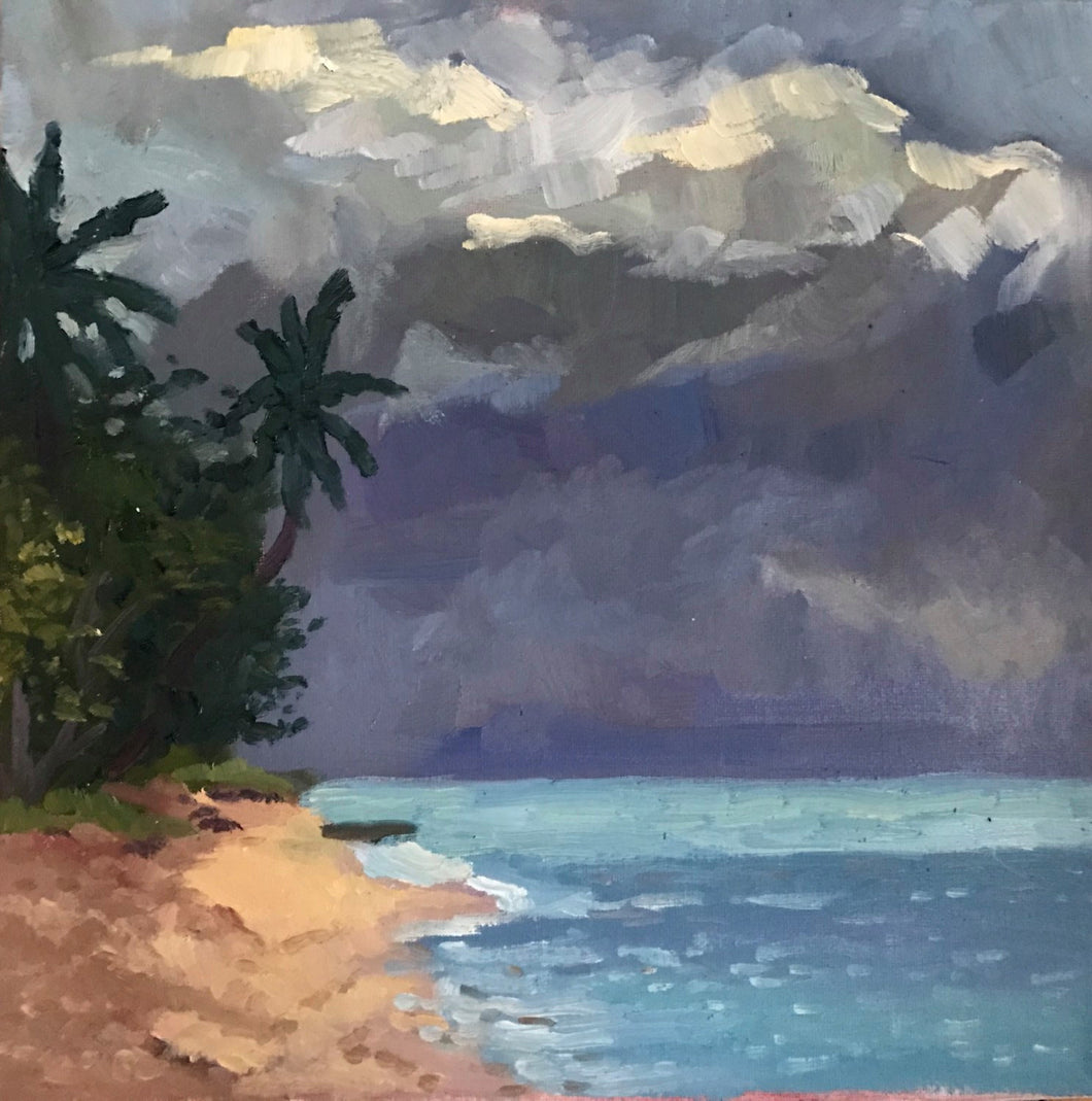 Original Seascape Oil Painting on Canvas, Caribbean Tropical Beach painting Guadeloupe Island art. Ocean tropical painting on canvas