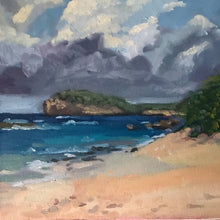 Load image into Gallery viewer, Seascape Oil Painting on Canvas Beach landscape tropical island ocean plein air art, ocean beach in Guadeloupe Caribbean landscape
