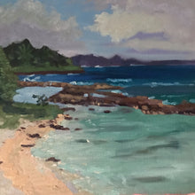 Load image into Gallery viewer, Original Seascape Painting, Oil on Canvas tropical beach painting, figurative art ocean landscape painting on canvas original Caribbean art
