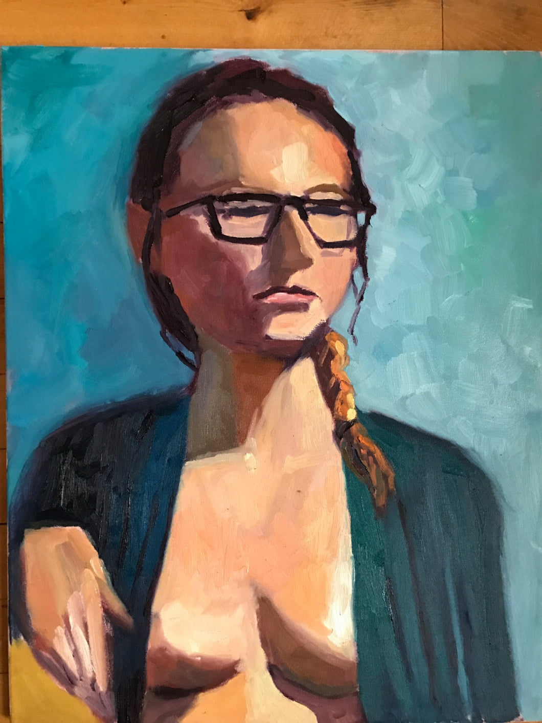 Female portrait Original Art on Canvas figurative portrait of a woman figure painting in studio original painting portraiture