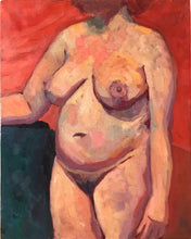 Load image into Gallery viewer, Female figure Oil Painting Allaprima Red woman nude painting female body fine art impressionist painting oil on canvas studio figure
