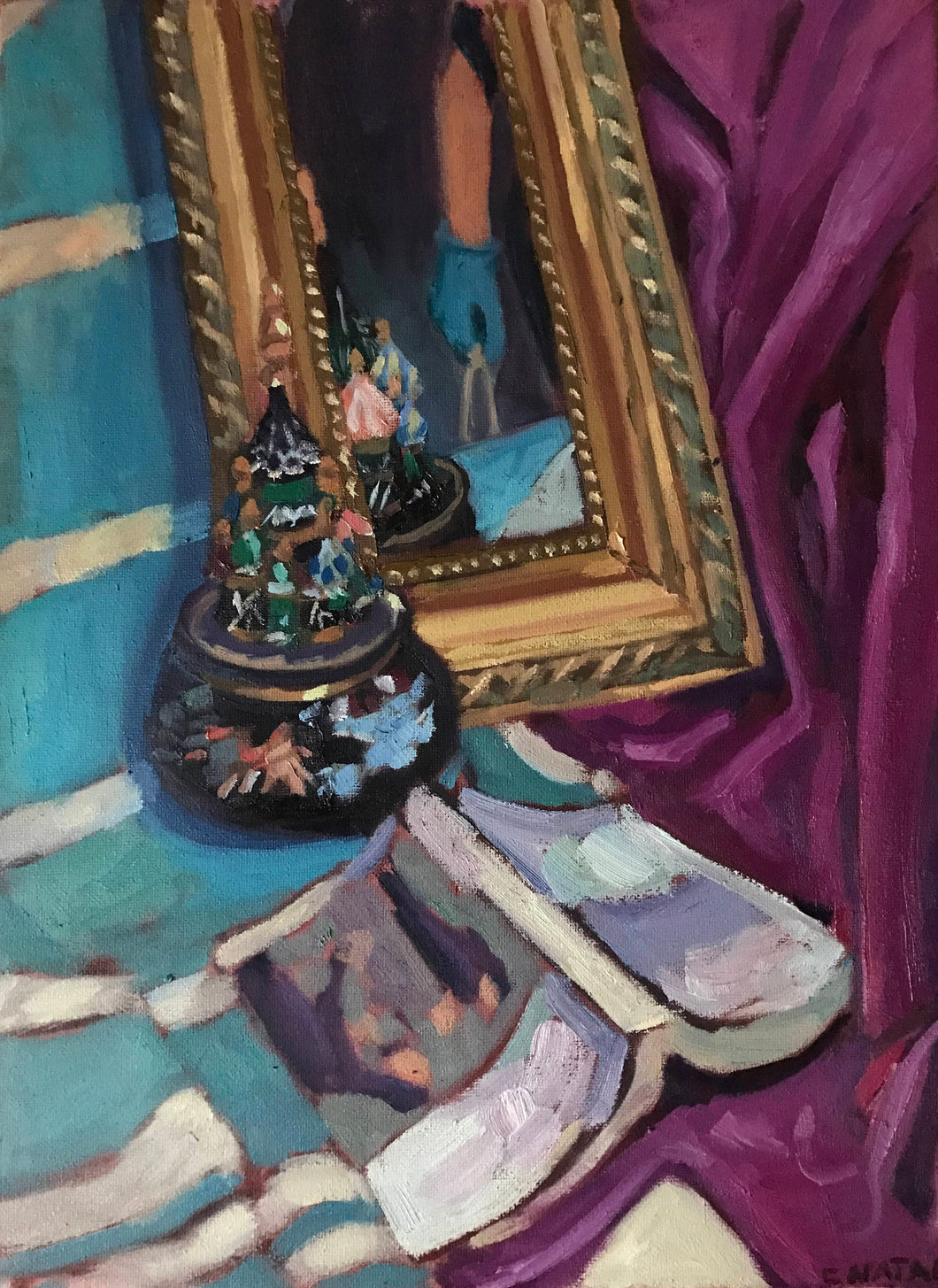 Still Life Original Oil Painting on Canvas Figurative painting Fine Art Still lives Oil Painting Objects mirror Russian painting