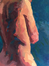 Load image into Gallery viewer, Oil Painting Female figure Allaprima Blue woman nude painting female body fine art impressionist painting oil on canvas studio figure
