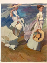 Load image into Gallery viewer, Landscape painting women on the beach Oil Painting on Canvas after Joaquin Sorolla Figurative Painting impressionist
