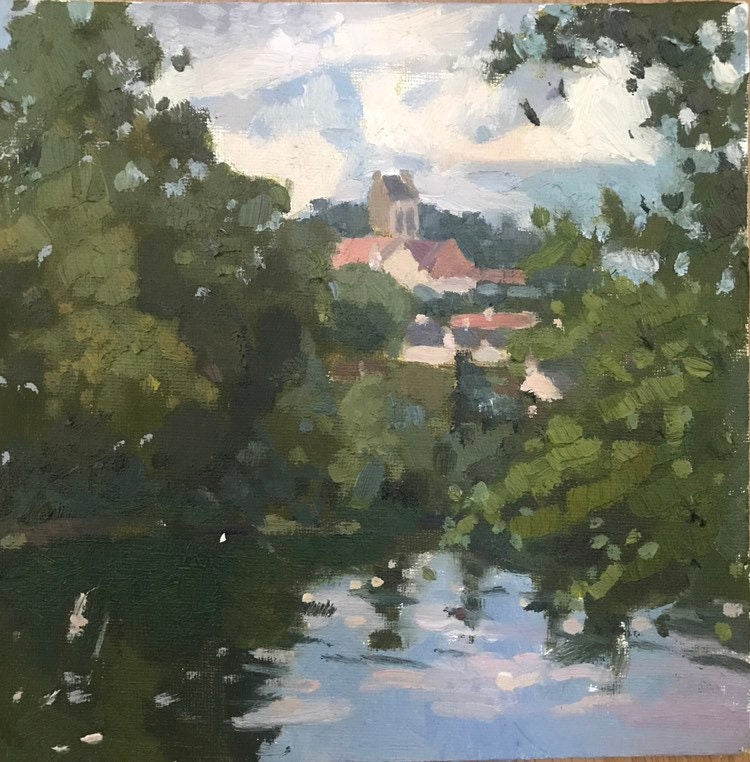 French Landscape painting Auvers sur Oise  original oil painting on canvas