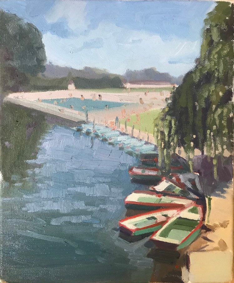 l'isle adam landscape painting Oil on canvas, French landscape, Oise River original art figurative painting