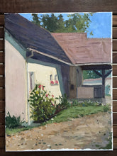 Load image into Gallery viewer, Oil painting on canvas portrait of a house original art val d&#39;oise french landscape painting home with a garden
