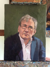 Load image into Gallery viewer, Portrait painting Orhan Pamuk original oil painting on canvas french author portraiture male portrait
