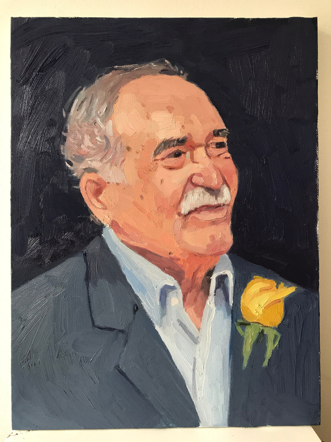 Portrait painting Gabriel Garcia Marquez original oil painting on canvas columbian author portraiture male portrait