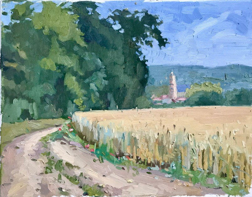 Oil painting on canvas L'Isle Adam original art paysage val d'oise french landscape painting