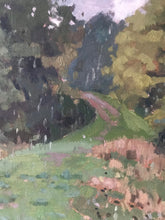 Load image into Gallery viewer, Hampstead Heath under the rain. Trees and grass Oil painting on panel. Original art London park lanscape painting. Plein air painting
