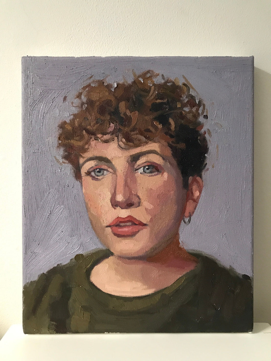 Allaprima portrait painting oil on canvas female portrait figurative art Annie Mac portrait