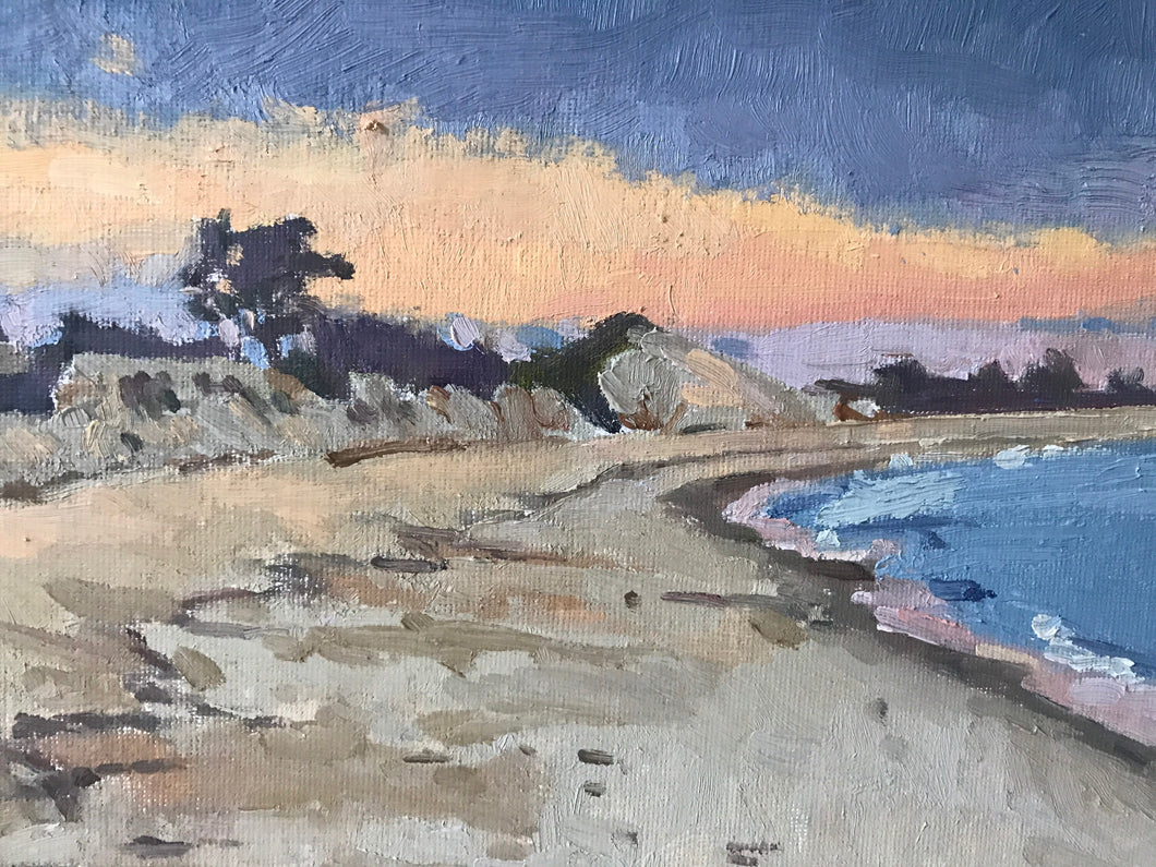 Sunset painting of Crane’s beach in Ipswich Massachusetts Original Oil painting on panel New-England seascape Original Art Atlantic Ocean