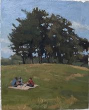 Load image into Gallery viewer, Hampstead Heath Painting picnic original art London park Oil on panel landscape painting
