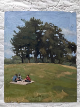 Load image into Gallery viewer, Hampstead Heath Painting picnic original art London park Oil on panel landscape painting

