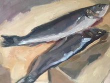 Load image into Gallery viewer, Still life Fish painting original oil painting on canvas sea bass food art
