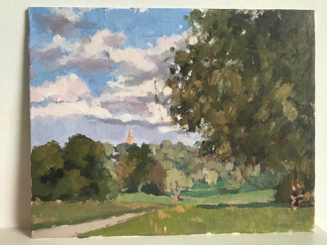 Landscape painting Hampstead Heath Park London Plein Air Painting Oil on Canvas Original London Panoramic View