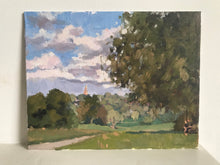 Load image into Gallery viewer, Landscape painting Hampstead Heath Park London Plein Air Painting Oil on Canvas Original London Panoramic View
