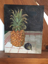Load image into Gallery viewer, Oil painting Pineapple and Fig fruit still life original oil painting on canvas tropical fruit artwork fruit art
