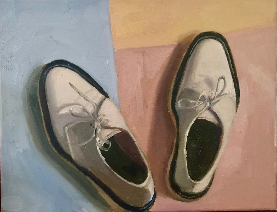 Still Life Painting, Adieu shoes Original Oil Painting, Figurative painting Oil on canvas