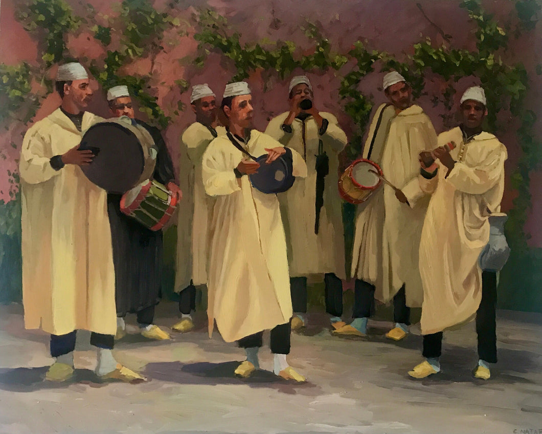 Large painting Moroccan musicians oil painting on canvas Morocco
