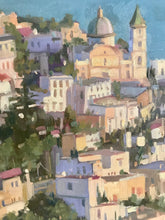 Load image into Gallery viewer, Praiano landscape painting Cityscape houses Amalfi coast original art on canvas oil painting Italy
