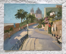 Load image into Gallery viewer, Praiano landscape oil painting San Gennaro Amalfi coast original art on canvas oil painting Italy cityscape
