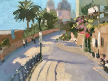 Load image into Gallery viewer, Praiano landscape oil painting San Gennaro Amalfi coast original art on canvas oil painting Italy cityscape
