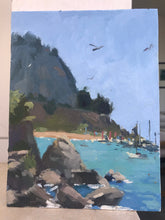 Load image into Gallery viewer, Cefalu landscape oil painting Sicily Italy seascape beach original art on panelled canvas
