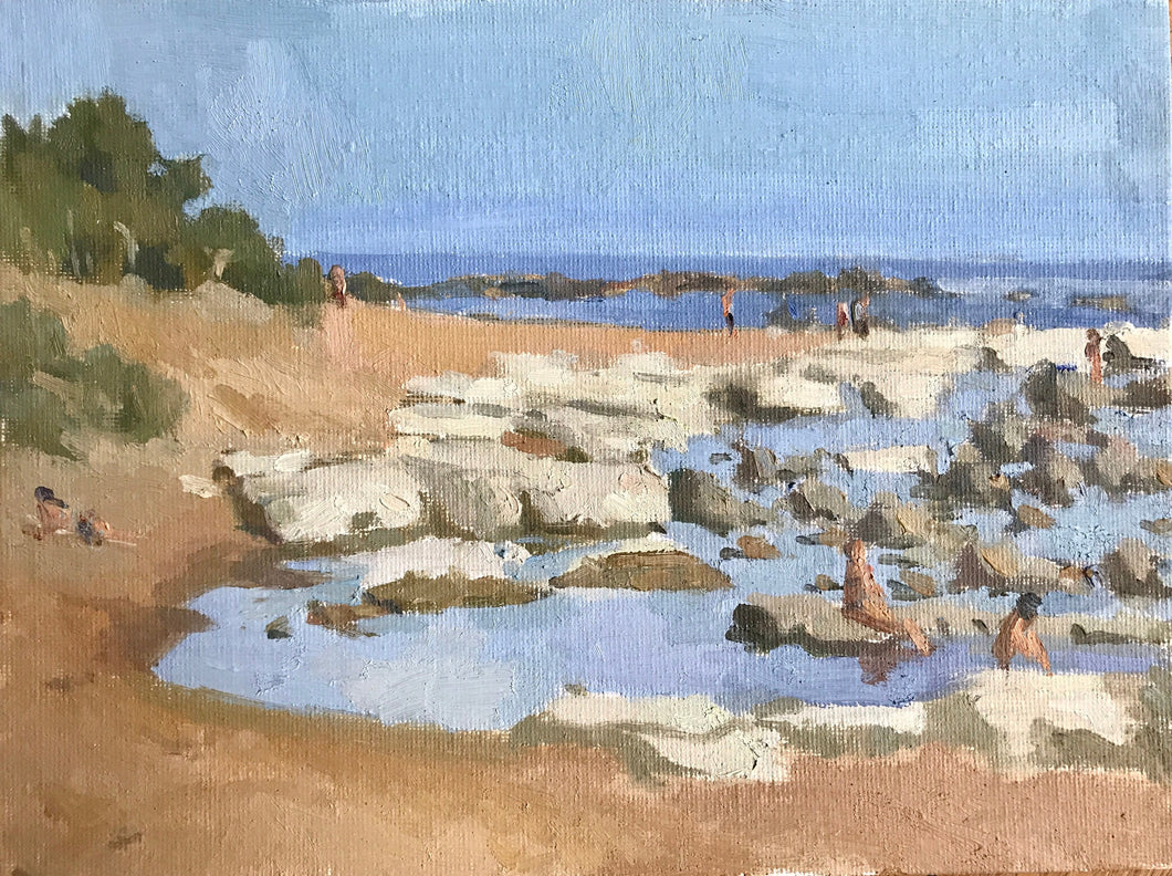 Sicily beach landscape oil painting Montallegro Italy seascape beach original art on panelled canvas