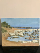 Load image into Gallery viewer, Sicily beach landscape oil painting Montallegro Italy seascape beach original art on panelled canvas
