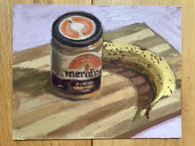 Load image into Gallery viewer, Oil painting Banana peanut butter still life original oil painting on canvas fruit artwork food art
