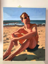 Load image into Gallery viewer, Male portrait painting beach male body on canvas oil painting colourful man portrait summer
